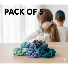 Hair Scrunchies Women Silk Satin Elastic Ties Colorful 5 Pcs Assorted Color
