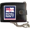 Klassek Royal Navy Logo Image Men Chain Wallet Real Leather