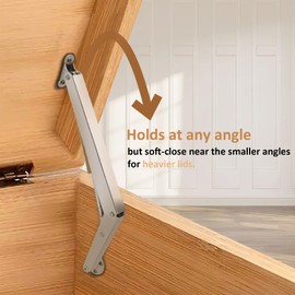 2 Pack | 15KG Gas Strut Spring Hinges for Heavy Lids to Keep Stay, Slow Down and Soft Close, Hydraulic Hinges for Toy Box Chest, Bench, Toolbox and Basement Floor Door
