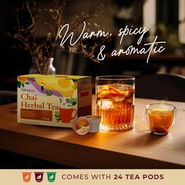 Gya Tea Co Chai Herbal Tea Pod (24 ct) - Decaf Hot Tea with Aromatic & Mellow for Smooth & Comfort