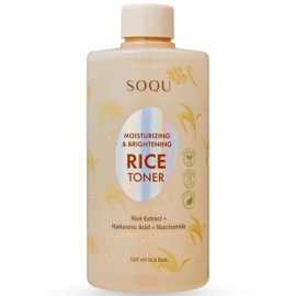 SOQU Moisturizing and Brightening Rice Toner - Enriched with Rice Extract, Niacinamide, and Hyaluronic Acid - 500ml / 16.9fl oz - Made in Korea