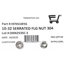 FAS (50)  10-32 Stainless Steel Serrated Flange Nuts 304 Stainless Flange Lock Nuts