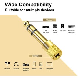 WISYIFIL 6.35mm (1/4 inch) Male to 3.5mm (1/8 inch) Female Stereo Audio Headphone TRS Jack Cable Converter,Gold Plated Copper 2 Pack