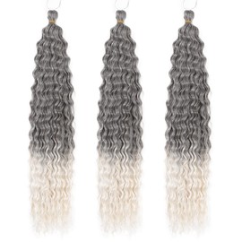 Deep Twist Crochet Hair Water Wave Twist Hair Bundles Synthetic Curly Braiding Hairstyle Hair Extension Ombre Kinky Curl Braiding Hair Piece 22 Inch 3 Packs