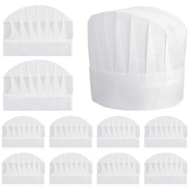 guduling 10pcs Toddler Chef Hat, Adjustable Paper Chef Hats, Chefs Hat Kids Bulk, Larger and Thicker Chef's Hats for Baking, Cooking, Pizza Party White
