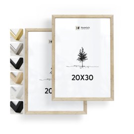 Heimlich® Set of 2 x Picture Frames, 20 x 30 cm, Oak Frame, Pack of 2, Document Frame, Small Collage, Wooden Picture Frame, Real Wood, Photo Frame for Hanging, Picture Frame 20 x 30 cm