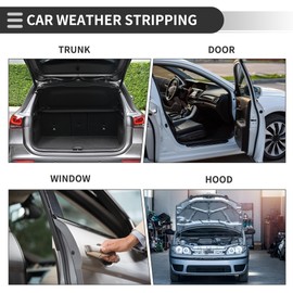 Motoforti Universal Car Weatherstrip Door Weather Stripping Edge Trim Seal Strip Self Adhesive Weather Seal Strip for Car Door, 49Ft, U-Shape, PVC Steel, Blue