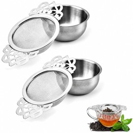 Tea Strainer Stainless Steel, Fine Mesh for Loose Tea with Drip Bowl