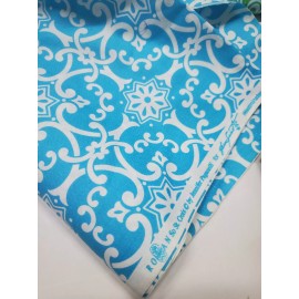 FreeSpirit Jennifer Paganelli Fabric St. Croix Damask Aqua Cotton Sew Quilt OOP FAT QUARTER