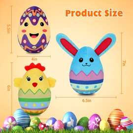 YUEPET 3 Packs Easter Egg Dog Toys, Squeaky Dog Chew Toys for Cleaning Teeth and Relieving Anxiety, Plush Dog Toy Easter Gifts for Puppies Small Medium Dogs(Chicken+Rabbit+Egg)