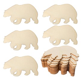 Bear Wooden Blank Grizzly Wood Wall Art Unfinished Ornaments for Christmas Wedding Birthday Party Thanksgiving Day Decoration 20Pcs.