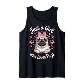 Just A Girl Who Loves Pugs Puppy Owner Animal Welfare Fan Tank Top