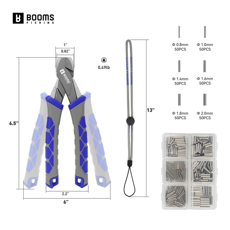 Booms Fishing Crimping Pliers Tool: 6.5in Crimper for Single Barrel