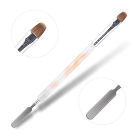 Rolabling 2-Way French Tip Brush Kolinsky Sable Gel Nail Brush for French Tip with Dotting Tool Manicure Design Nail Art Tool Suitable for Nail Drawing and DIY at Home(Size 10)