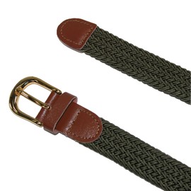 CTM Women's Elastic Braided Stretch Belt, 3X, Olive