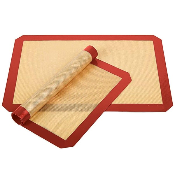 2 Pack Silicone Fibreglass Reusable Baking Mats for Oven,Cookie Tray,