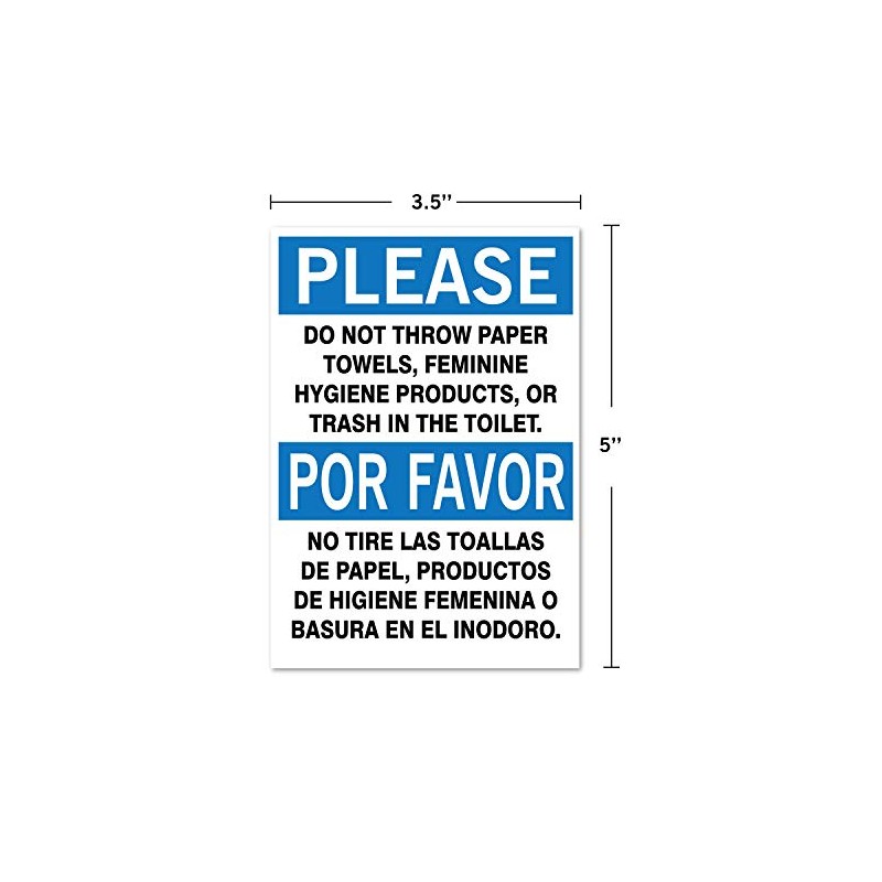 Please: Do not Throw Paper or Trash in Toilet, Bilingual