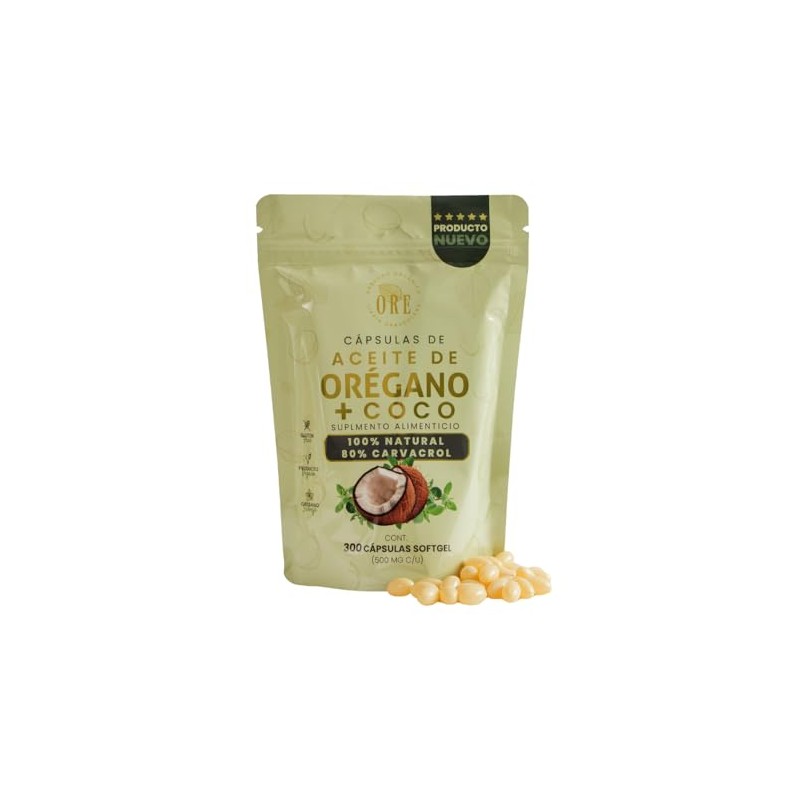 ORE 300 Cápsulas ORE Aceite de Orégano 80% Carvacrol +