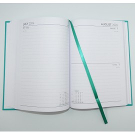 Sixstore 2026 A5 Day to Page Diary Colour Fashion A5 DAP, Day A Page Desk Diary Ribbon Marker, Turquoise