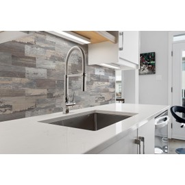 Yipscazo 2024 New Upgrade Peel and Stick backsplash 3 x 6 Inches 3D PVC Composite Wall Tile Stick on Backsplash Tile for Kitchen Bathroom, Laundry Room, Fireplace(Light Wood, 32 Pieces)