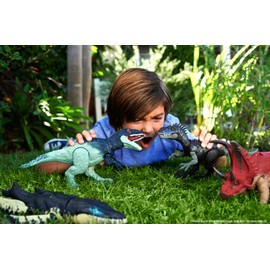 Jurassic World Dominion Dinosaur Figure Eocarcharia Wild Roar with Sound & Attack Action, Medium Size Posable, Toy Gift with Connected Digital Play​​​