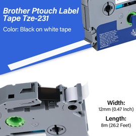 Pavlleen 4 x Compatible with TZe-231 Brother P-Touch Bands 12 mm
