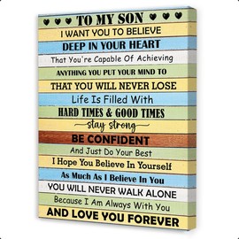 To My Son Wall Decor,Inspirational Canvas Wall Decor for Boys,Boys Room Wall Art,Son Gifts from Mom and Dad