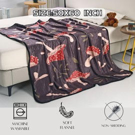 SDY Mushroom Blanket, Mushroom Stuff Bedroom Decor, Mushroom Decor Colorful Throw Blanket, Mushroom Home Decor, Mushroom Party Kawaii Blanket, Girls Blanket Presents for Women 50”x60”