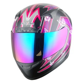 1STORM Motorcycle Bike Full FACE Helmet Booster Butterfly Purple; Size XXL (63-64 CM)