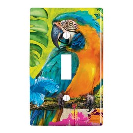 GRAPHICS & MORE Colorful Tropical Rainforest Parrots Plastic Wall Decor Toggle Light Switch Plate Cover