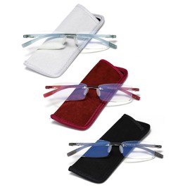 HIYANJN Rimless Reading Glasses For Women Tr90 Blue Light Blocking Eyeglasses Lightweight Frameless Computer Readers(3-Pack,1.5)