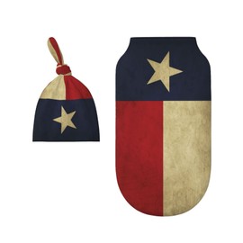 Ykklima Texas Lone Star State Flag Pattern Baby Newborn 100% Cotton Swaddle Blanket with Beanie Hat Set Cotton Receiving Blankets Sleep Sack for Girls Boys Infant Gifts