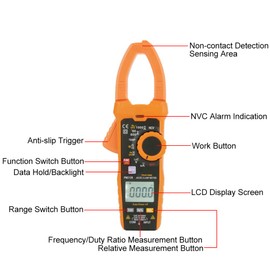 Clamp Meter, Digital Clamp Meter, Handheld Clamp Meter, AC/DC Clamp Meter, 1000A Clamp Meter, Digital AC/DC Voltage Current Clamp Meter, PEAKMETER PM2128, LCD Screen