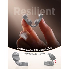 8-Pack Cord Organizer Magnetic Cable Clips, Desk Cable Management Wire Hider, FLYLEAD Silicone Cord Holder for Nightstand, Cable Organizer for Office Workspaces Desktop Organization Home Accessories