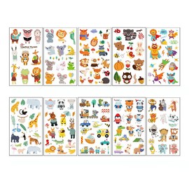 Animal Temporary Tattoos for Kids,Boys,Girls,10 Sheets Kids Tattoos Waterproof Fake Tattoos Animal Cartoon Tattoo Stickers for Children's Stick on Tattoos Animal Theme Birthday Gift Party Bag Filler
