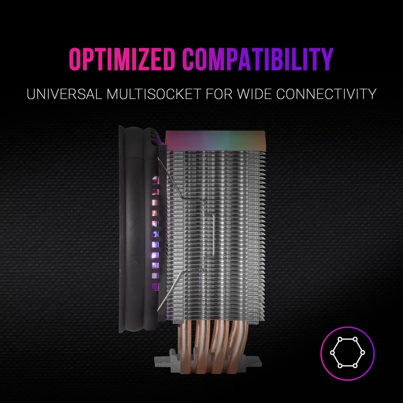 MARSGAMING MCPU44, Dual ARGB CPU Heatsink, 4 Heatpipes HCT, TDP