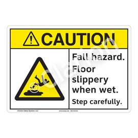 Caution Fall Hazard Sign (F1218-)|Flexible Polyester 18" X 12" Self Adhesive Back|ANSI Signs|Sign for Warehouses, Manufacturing, Factories, Construction Area, Workplace, Laboratory