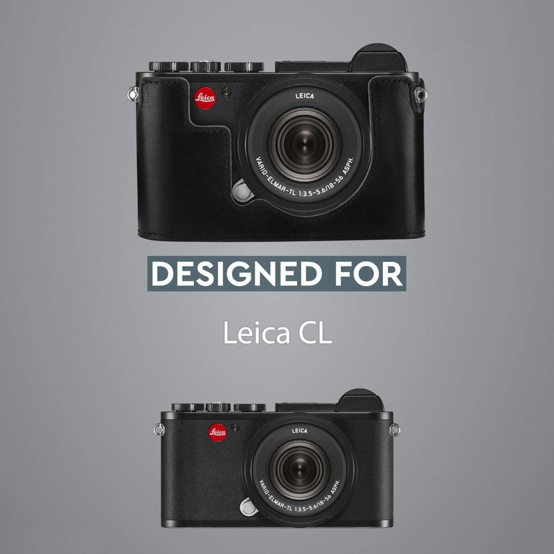 MegaGear Ever Ready Echtleder Kamera-Halbtasche mit Trageriemen für Leica CL