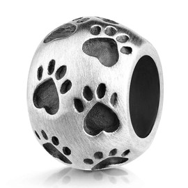 Antique Silver Ball Beads Jewelry 925 Paws Materia - 44# Premium Rhodium Plated Paw Bead Animal