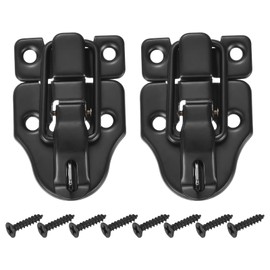 sourcing map 2Pcs Duck-Billed Toggle Hasp Latch, Metal Box Toggle Latch Chest Latch with Mounting Screws for Jewelry Box Wooden Case Decorative, Black