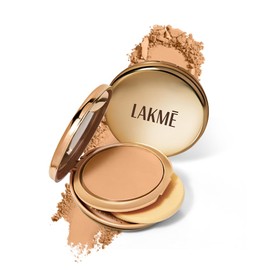 Lakme Unreal Dual Cover Pressed Powder, 2 In 1 Compact + Foundation, Non Cakey Coverage, Lightweight & Long Lasting Compact, 24 Beige, 9g