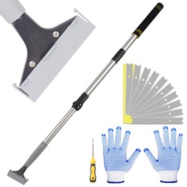 Floor Scraper Heavy Duty Long Handle,52in 4" Razor Blade Floor Scraper Adjustable with 10PCS Extra Metal Blades Paint Scraper for Cleaning Stickers Gum Glass Wall Tile Linoleum Stove Top