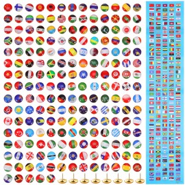 NUOBESTY 200 Pcs Assorted Country Flag Push Pins - Steel Map Thumbtacks for World Map, Home Decor, Office, Backpack, Hat, Clothing