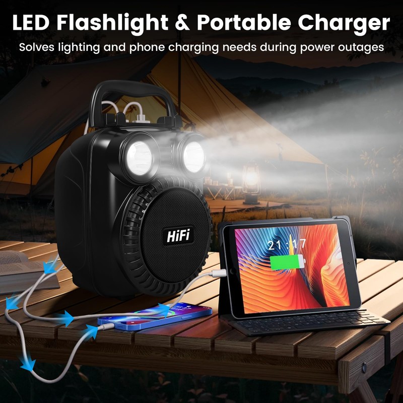 ottosing Portable Bluetooth Speaker-6000mAh Rechargeable Battery, Charges Phones, 10H Playtime,