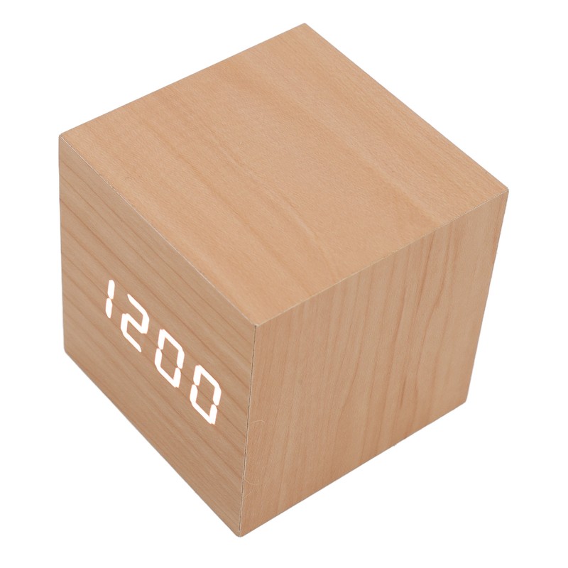 LED Wood Clock Multifunctional Large Display 3 Brightness Eye Protection