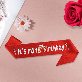 18th Birthday Sash and Tiara Crown Red Crystal Birthday Crown Set Red Birthday Crown Sash Decoration Birthday Crown for Girls Women Birthday Party Accessories Birthday Decoration 18th