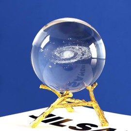LFRNZS Crystal Ball 3D Crystal Ball with Stand, Home Decor, Office Decor， Crystal Decorative Ball, Crystal Sphere, Decorative Balls, Gift for Boys (Style 2)