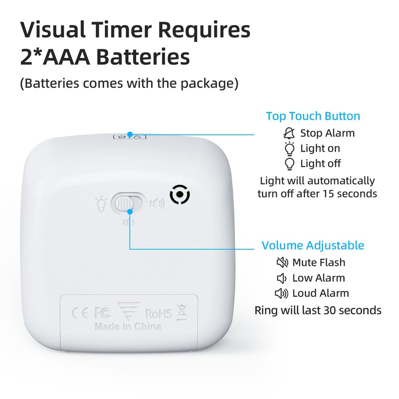 Yunbaoit Visueller Timer mit Nachtlicht, 60 Minuten Countdown Timer, Kinder