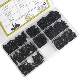 XINGYHENG 340Pcs 8 Kinds M3 M3.5 M4 M4.8 Black Self Tapping Screw Black Finish Stainless Cross Recessed Truss Head Screw Assortment Kit Collected in A Convenient Case