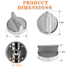 TOMOON Upgraded W10766544 Gas Stove Knobs Replacements for Whirl.Pool Range Oven WFG540H0ES0 10430807 W10676228 4248219 AP5958476 PS10067059 EAP10067059-Stainless Steel-5 Pack | TOMOON